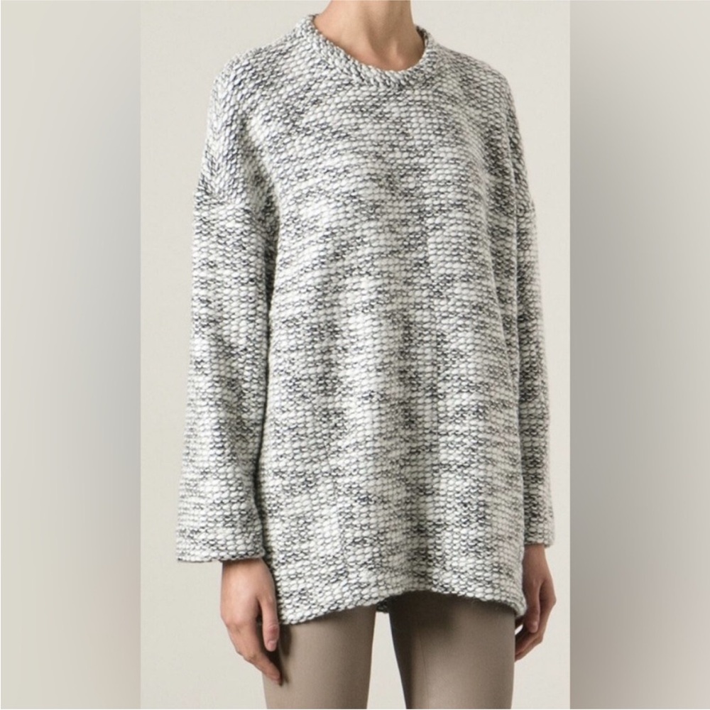 Helmut Lang Boucle Wool Blend Drop Shoulder Pullover Sweater, Gray Small - Picture 3 of 11